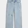 Low-Rise Ripped Light Wash Baggy Jeans
