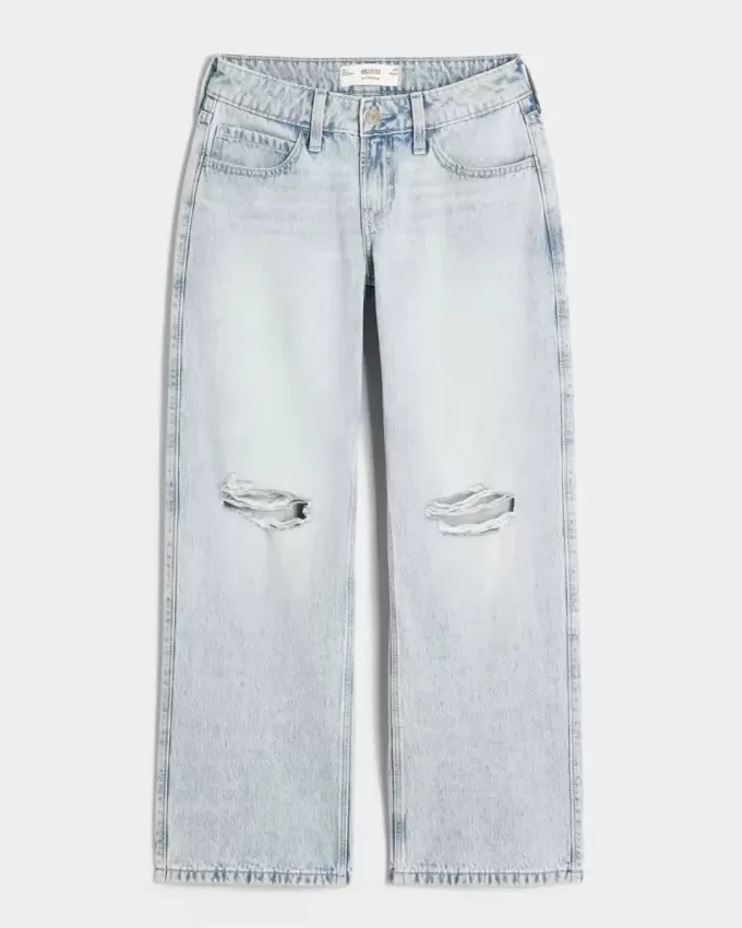 Low-Rise Ripped Light Wash Baggy Jeans Low-Rise Ripped Light Wash Baggy Jeans