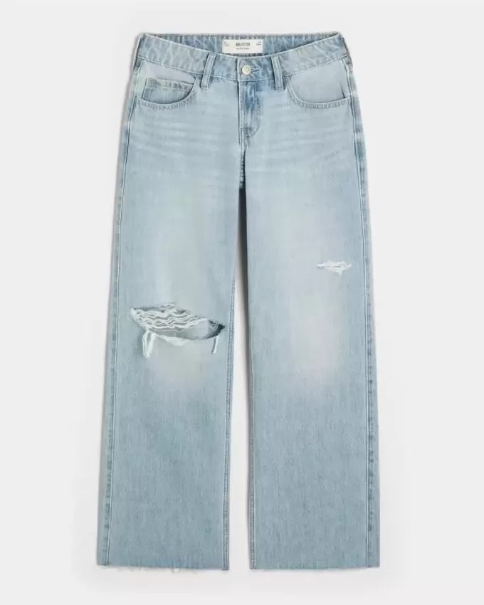 Low-Rise Ripped Light Wash Baggy Jeans Low-Rise Ripped Light Wash Baggy Jeans