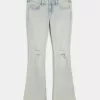 Low-Rise Ripped Light Wash Bootcut Jeans