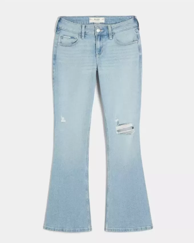 Low-Rise Ripped Light Wash Embroidered Bootcut Jeans Low-Rise Ripped Light Wash Embroidered Bootcut Jeans