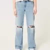 Low-Rise Ripped Light Wash Loose Jeans Low-Rise Ripped Light Wash Loose Jeans