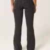 Low-Rise Washed Black Bootcut Jeans