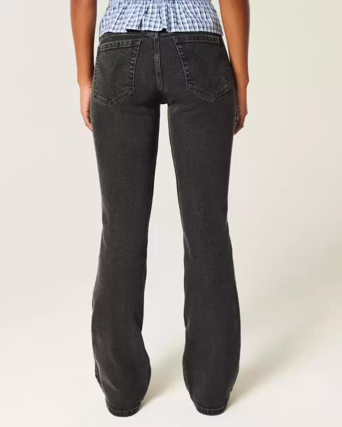 Low-Rise Washed Black Bootcut Jeans
