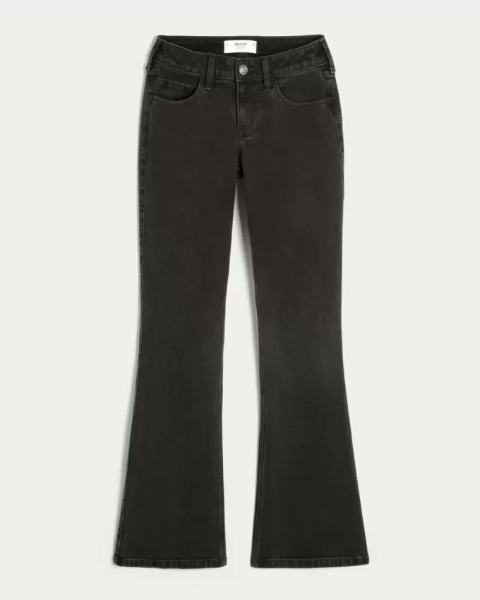 Low-Rise Washed Black Bootcut Jeans