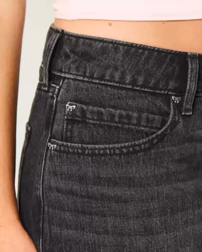 Low-Rise Washed Black Denim Mini Skort Low-Rise Washed Black Denim Mini Skort