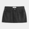 Low-Rise Washed Black Denim Mini Skort Low-Rise Washed Black Denim Mini Skort