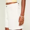 Low-Rise White Adjustable Waistband Baggy Jort