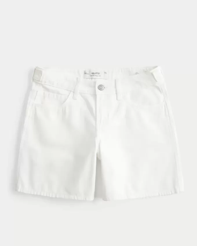 Low-Rise White Adjustable Waistband Baggy Jort