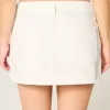 Low-Rise White Denim Mini Skort