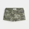 Low-Rise Y2K Camo Twill Shortie Shorts