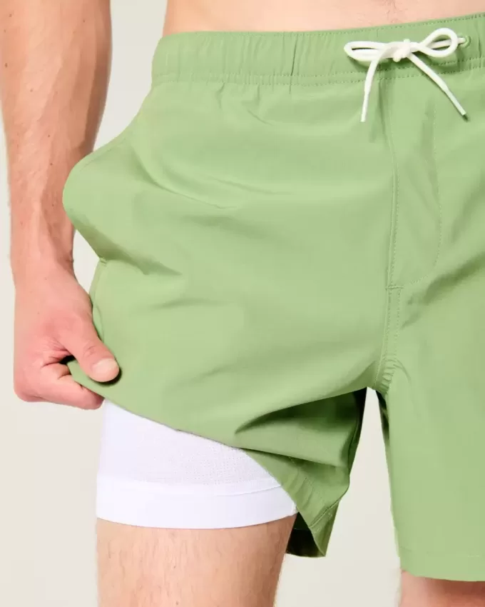 Malibu Beach Graphic Mid-Thigh Volley Swim Trunks Malibu Beach Graphic Mid-Thigh Volley Swim Trunks