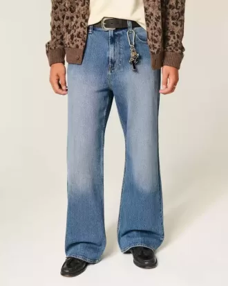 Medium Wash Baggy Bootcut Jeans