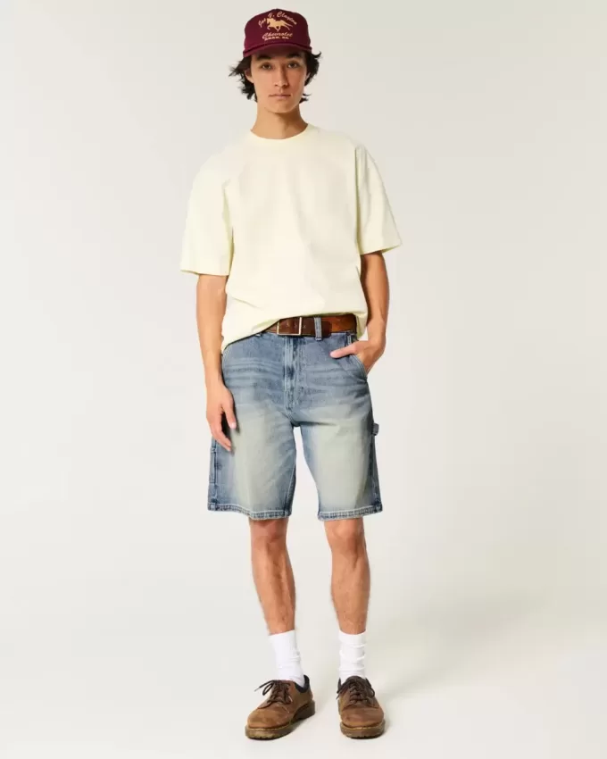 Medium Wash Baggy Denim Painter Shorts