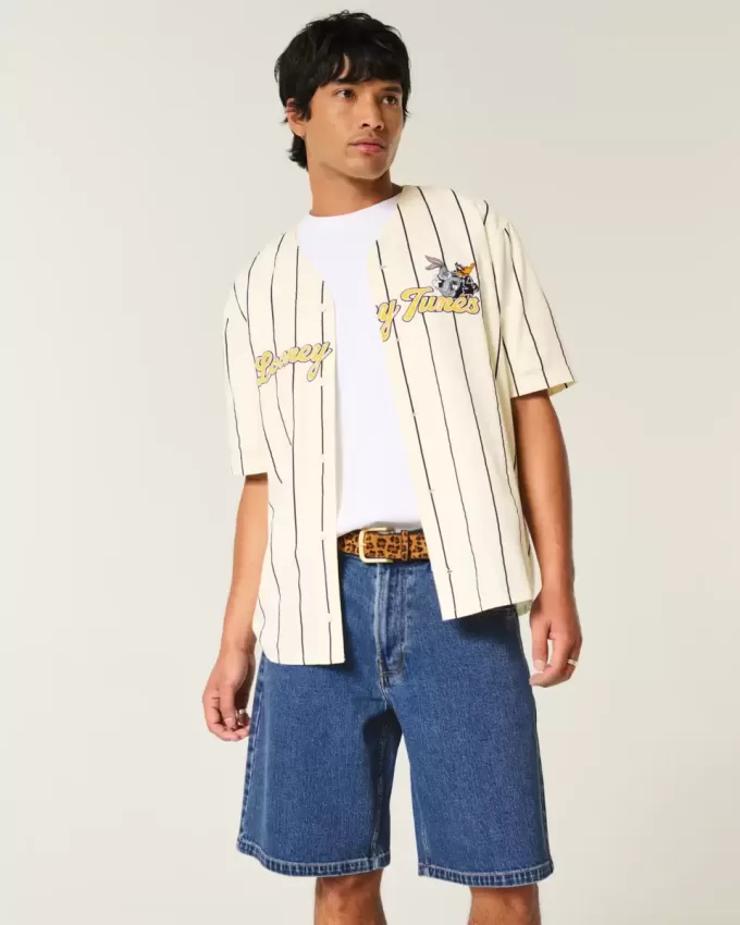 Medium Wash Baggy Denim Shorts