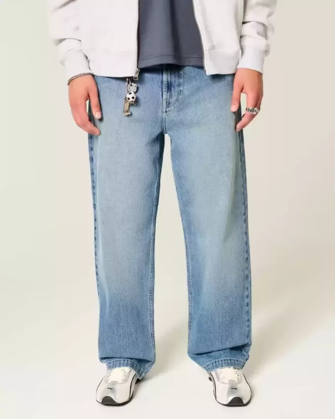 Medium Wash Eagle Graphic Baggy Jeans Medium Wash Eagle Graphic Baggy Jeans