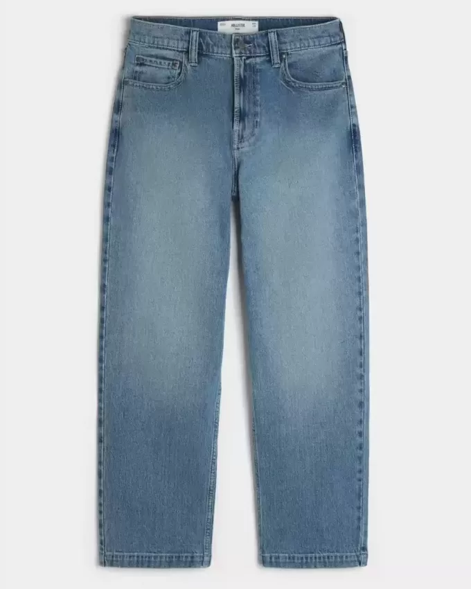 Medium Wash Eagle Graphic Baggy Jeans Medium Wash Eagle Graphic Baggy Jeans