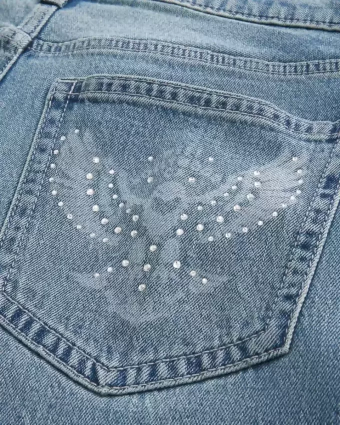 Medium Wash Eagle Graphic Baggy Jeans Medium Wash Eagle Graphic Baggy Jeans