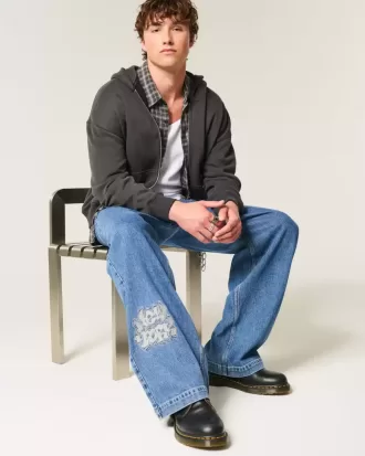 Medium Wash NYC Graphic Super Baggy Jeans Medium Wash NYC Graphic Super Baggy Jeans