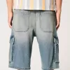 Medium Wash Super Baggy Denim Cargo Shorts