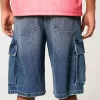 Medium Wash Super Baggy Denim Cargo Shorts