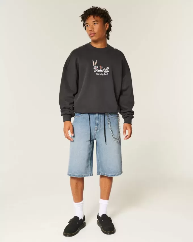 Medium Wash Super Baggy Denim Shorts Medium Wash Super Baggy Denim Shorts