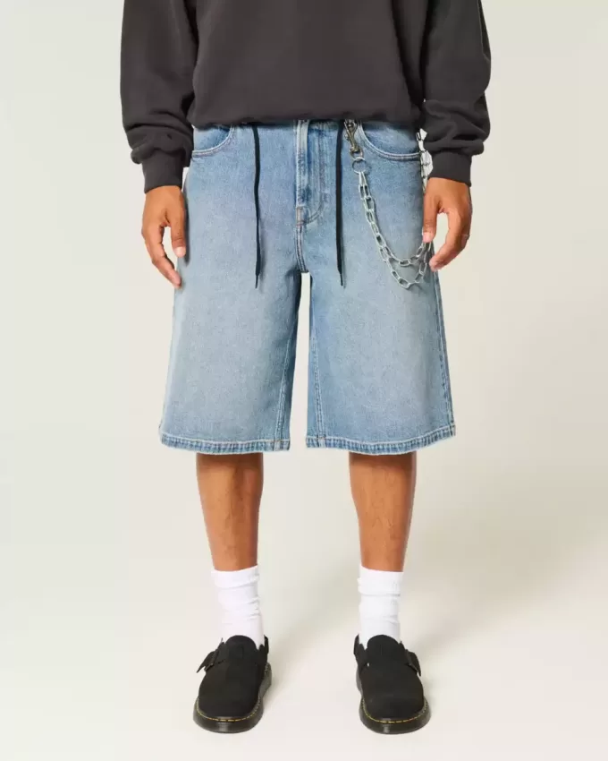 Medium Wash Super Baggy Denim Shorts Medium Wash Super Baggy Denim Shorts