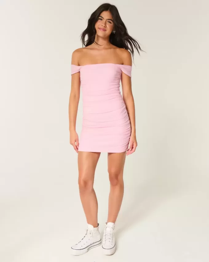 Mesh Off-the-Shoulder Bodycon Dress Mesh Off-the-Shoulder Bodycon Dress