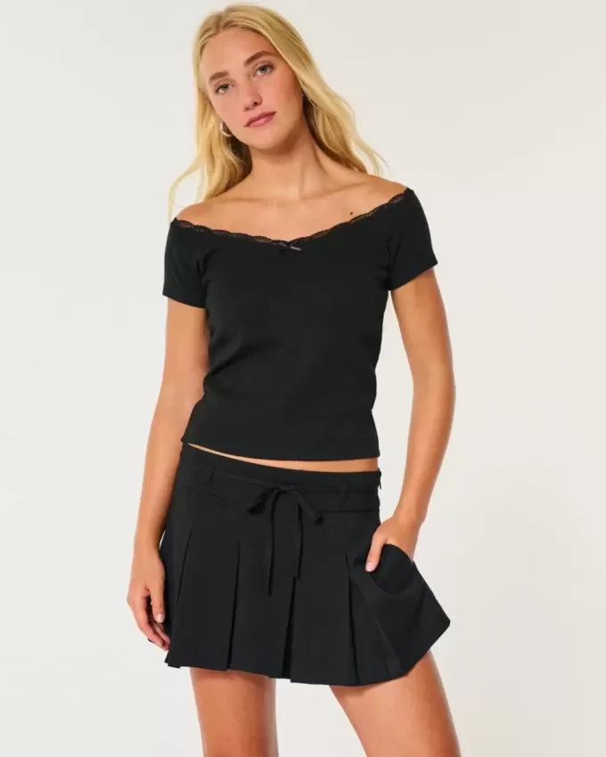 Mid-Rise Pleated Mini Skort Mid-Rise Pleated Mini Skort