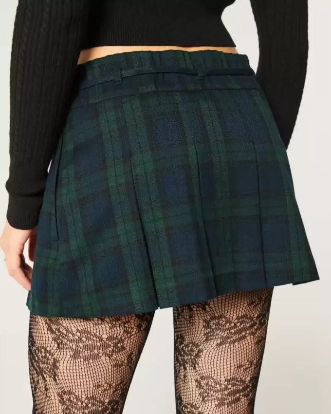 Mid-Rise Pleated Mini Skort