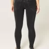 Mid-Rise Washed Black Skinny Jeans