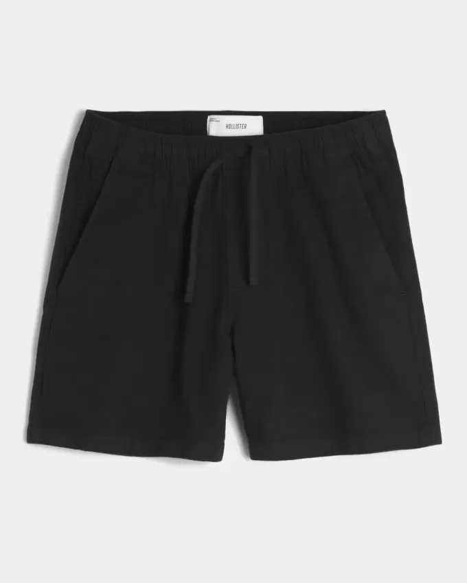 Mid-Thigh Linen-Blend Pull-On Shorts