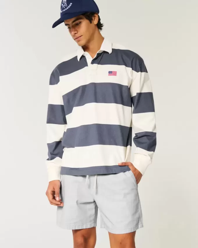 Mid-Thigh Linen-Blend Pull-On Shorts