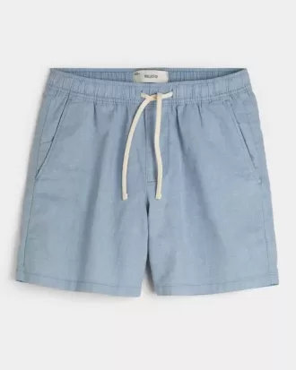 Mid-Thigh Linen-Blend Pull-On Shorts Mid-Thigh Linen-Blend Pull-On Shorts
