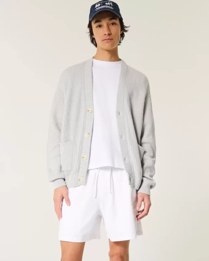 Mid-Thigh Linen-Blend Pull-On Shorts