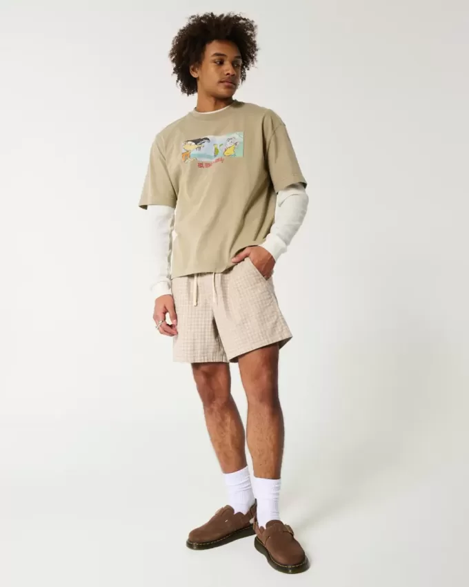 Mid-Thigh Linen-Blend Pull-On Shorts