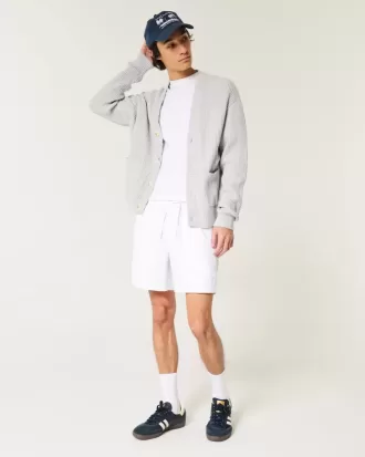 Mid-Thigh Linen-Blend Pull-On Shorts