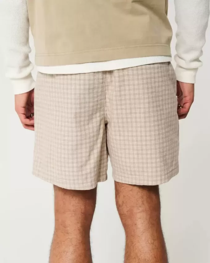 Mid-Thigh Linen-Blend Pull-On Shorts