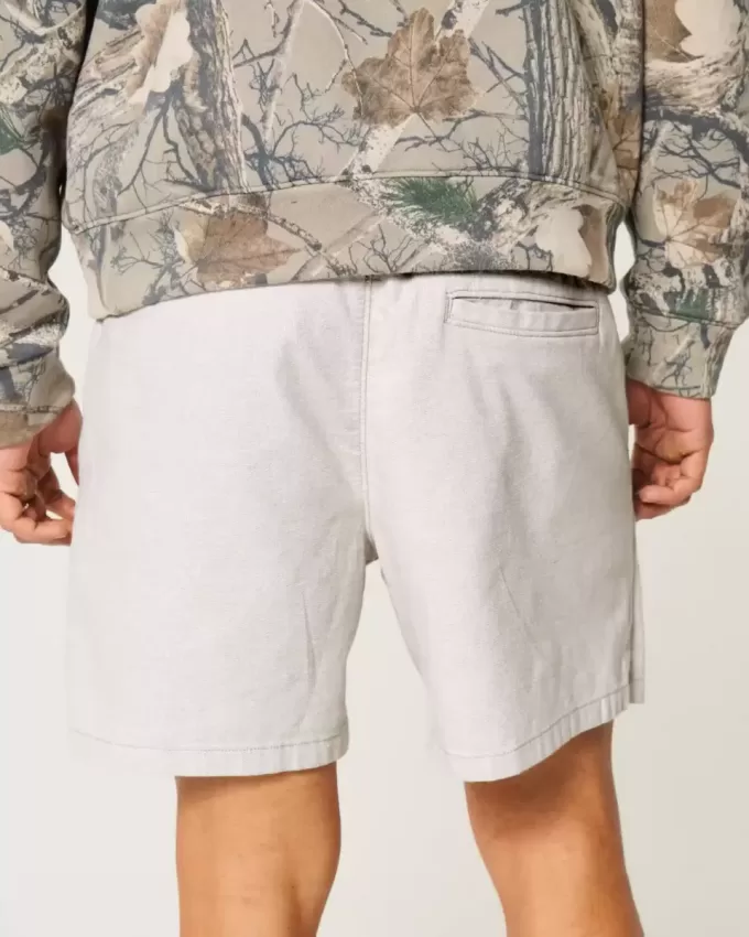 Mid-Thigh Linen-Blend Pull-On Shorts