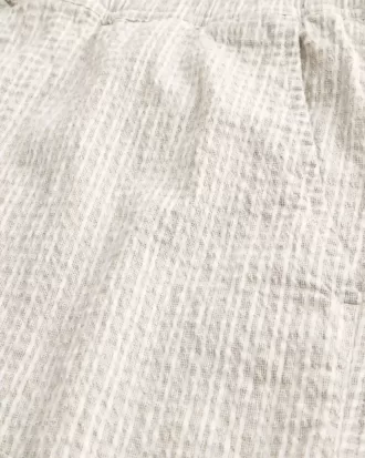 Mid-Thigh Linen-Blend Seersucker Shorts