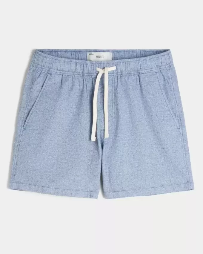 Mid-Thigh Linen-Blend Shorts Mid-Thigh Linen-Blend Shorts