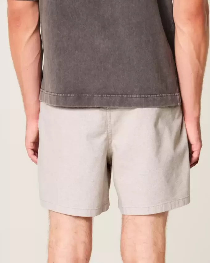 Mid-Thigh Linen-Blend Shorts Mid-Thigh Linen-Blend Shorts
