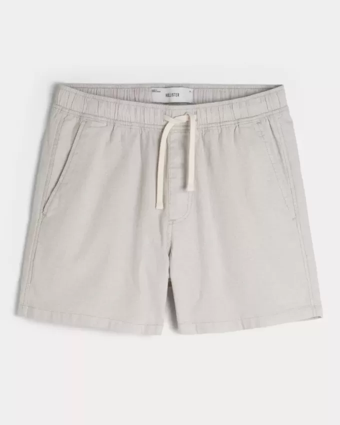 Mid-Thigh Linen-Blend Shorts Mid-Thigh Linen-Blend Shorts