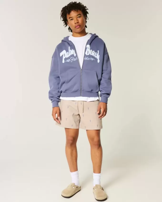 Mid-Thigh Lobster Pattern Pull-On Shorts