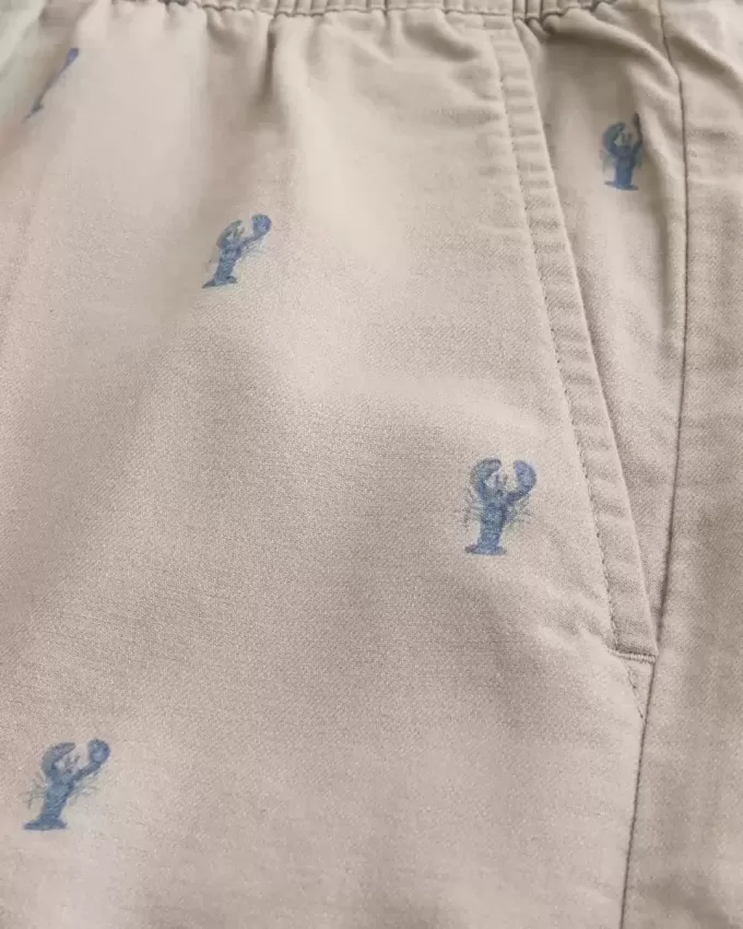 Mid-Thigh Lobster Pattern Pull-On Shorts