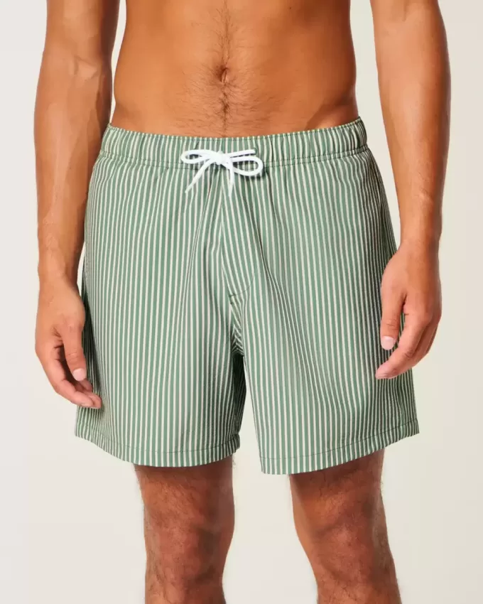 Mid-Thigh Seersucker Volley Swim Shorts Mid-Thigh Seersucker Volley Swim Shorts