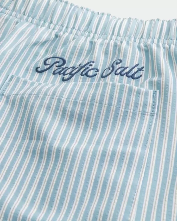 Mid-Thigh Seersucker Volley Swim Shorts Mid-Thigh Seersucker Volley Swim Shorts