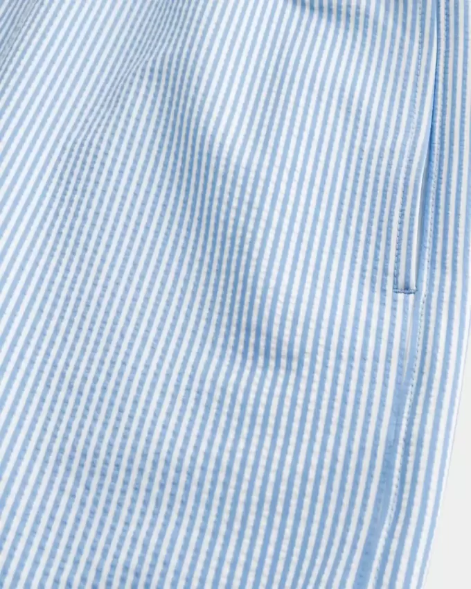 Mid-Thigh Seersucker Volley Swim Shorts