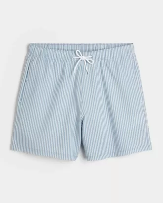 Mid-Thigh Seersucker Volley Swim Trunks