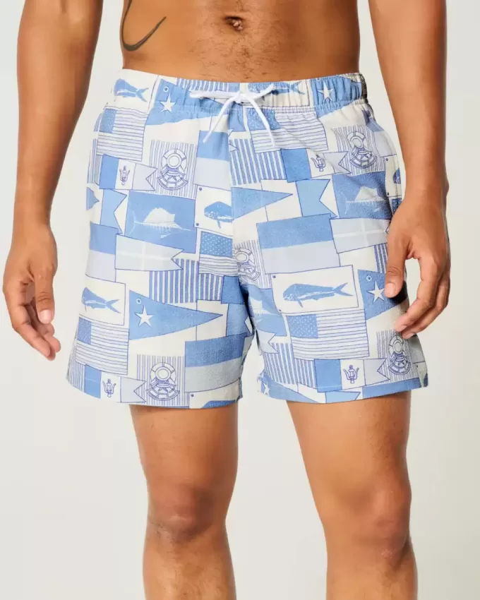 Mid-Thigh Seersucker Volley Swim Trunks Mid-Thigh Seersucker Volley Swim Trunks